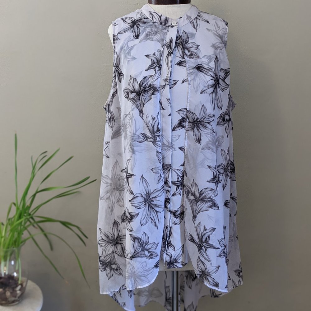 Alfani Overlay Button Down in Lily Print
